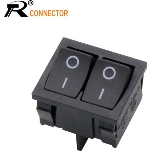 KCD5 21x24mm Double power Rocker Switches without Light Black ON-OFF 4pin 6A/250V 15A/125V AC