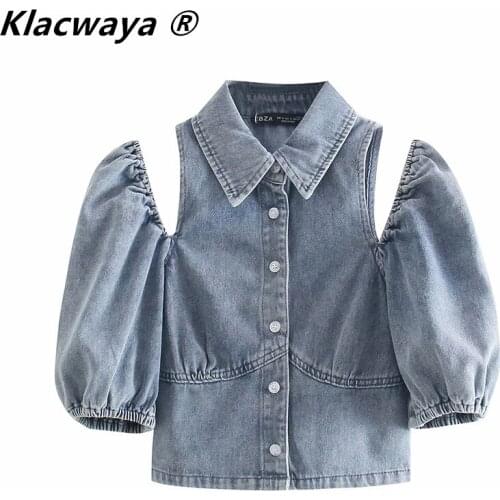 Klacwaya Womens Denim Shirts
