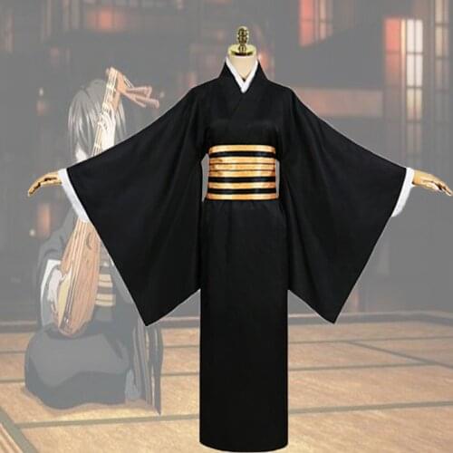 Anime Demon Slayer Kimetsu No Yaiba Nakime Cosplay Costumes Kimono Sets Outfits Black Performance Uniforms Full Set Halloween