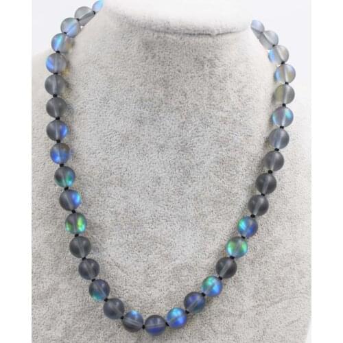 Labradorite quartz black round necklace 8/10/12mm 18inch FPPJ wholesale beads nature blue rabinbow