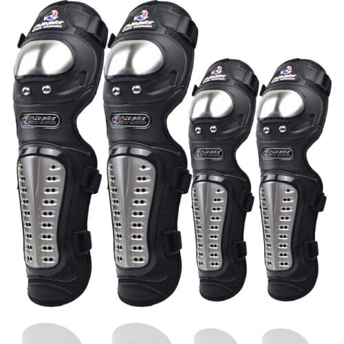 Madbike 4PCS Motorcycle Kneepads Elbowpads Knee Brace Sports Racing Protector Stainless Steel Plate Knight Rider Equipment K208
