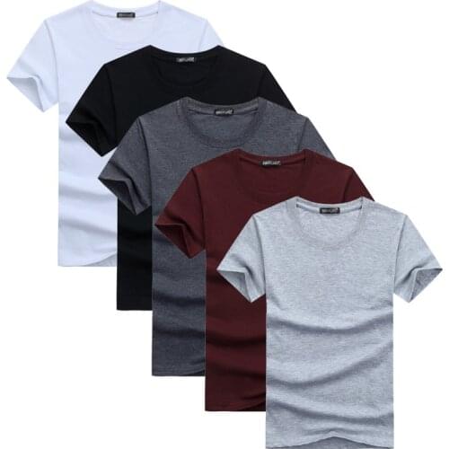 6pcs/lot 2021 High Quality Fashion Mens T-Shirts Casual Short Sleeve T-shirt Mens Solid Casual Cotton Tee Shirt Summer Clothing