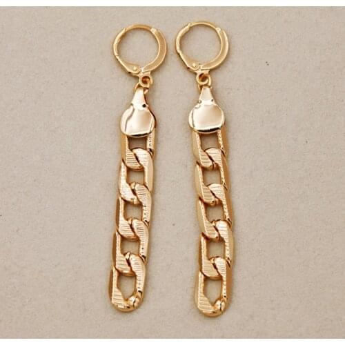 Trendy Dangle Drop Gold Plated Earrings For Women Girls Gold Color Eardrop Fashion Jewelry Accessories Party Wedding Gift
