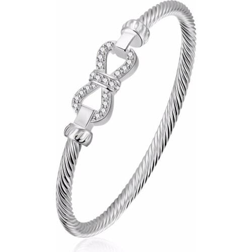 Fashion sterling silver jewelry sweet style jewelry beautiful bows modeling womens high-grade bracelet free shipping