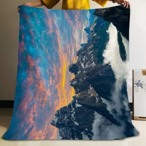 Musife Custom Alps Mountain Flannel Blanket Design Your own Blanket Flannel Blankets for Sofa DIY Dropshipping