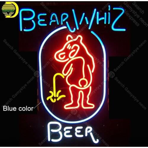 NEON SIGN For Bear Whiz Beer NEON Bulbs Lamp GLASS Tube Decorate Wall Beer Bar ROOM Beer BarHandcraft Advertise shop Dropship