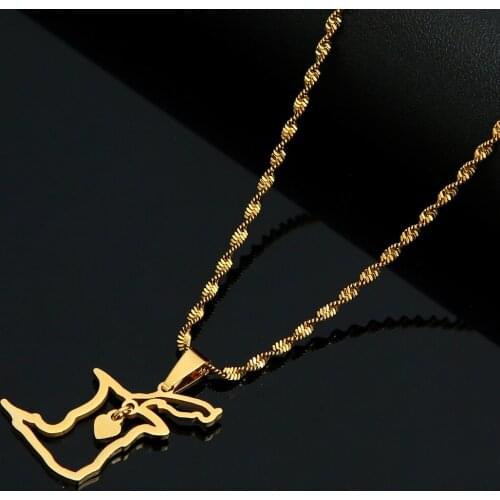 Stainless Steel Trinidad and Tobago Map Flag Pendant Necklace Gold Color Trendy Map Jewelry Gift