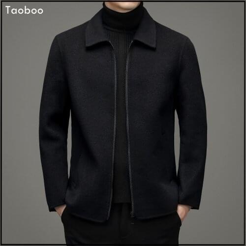 New 100% Wool Fashion Mens Winter Coat Cultivate Slim Fit Zip Autumn Males Jackets Bussiness Casual Clothing For Gentleman