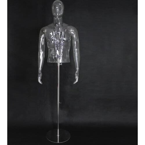New Arrival Clear Transparent Male Half Body Mannequin Upper Body Men Model Made In China
