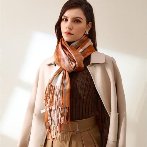 New Cashmere Like Scarf Womens Shawl Students' Thickened Plaid Scarf In Autumn And Winter 180*70cm Scarf Women