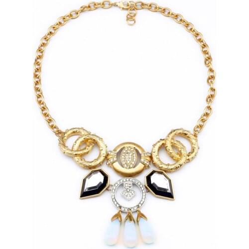Bulk Price Navy Style Nice Black Opal Maxi Necklace