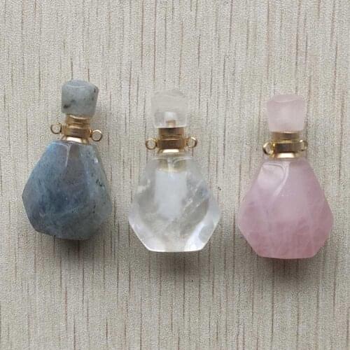 Wholesale 2pcs/lot new fashion natural labradorite stone perfume bottle pendants for DIY Necklace Jewelry Accessory Making