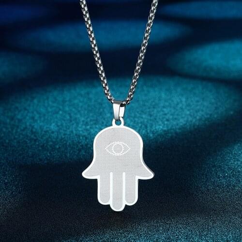 Chandle Hamsa Clear CZ Evil Eye Pendant Necklace