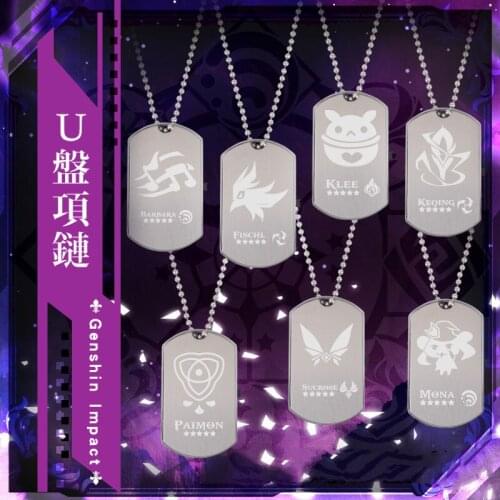 Game Genshin Impact Pendant Necklaces Keqing Klee Ningguang Paimon 64G USB Chain Choker Necklace for Men Women Accessories Gifts