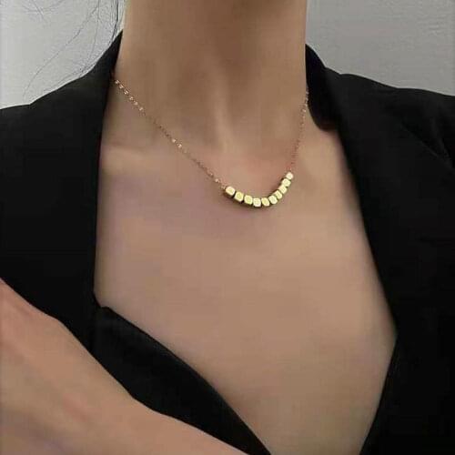 Stock Fashion Pearl Heart Charm Necklace Chain Korean Ins Mother of Pearl Gold Stainless Steel Jewerly Necklace For Women Lady