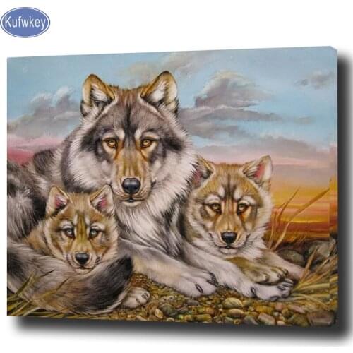 Full square Diamond Embroidery,wolves family,5D diy Diamond Painting,Cross Stitch,3D,Diamond Mosaic puzzle animal,pattern art