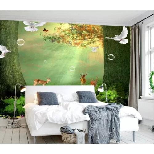 Custom photo wallpaper 3d wallpaper for walls 3 d Idyllic landscape forest TV background wall painting wallpaper for living room