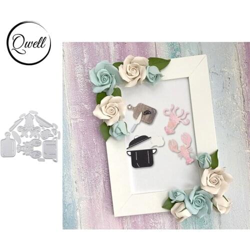 QWELL Knife Pot Cookware Lobster Octopus Shape Metal Cutting Dies Set DIY Scrapbooking Paper Card Making Embossing 2020 New