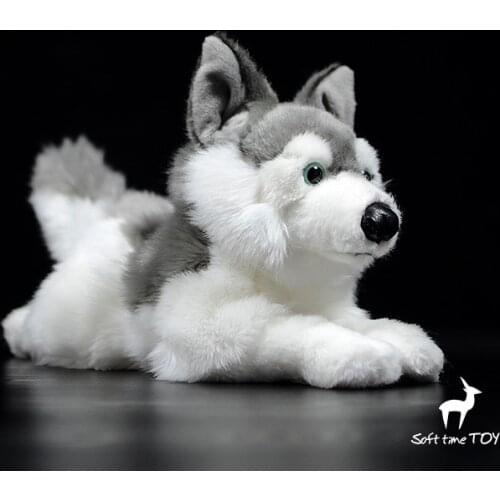 Real life plush Husky toy soft stuffed animal cute lying dogs dolls kids toys holiday gifts for girlfriend