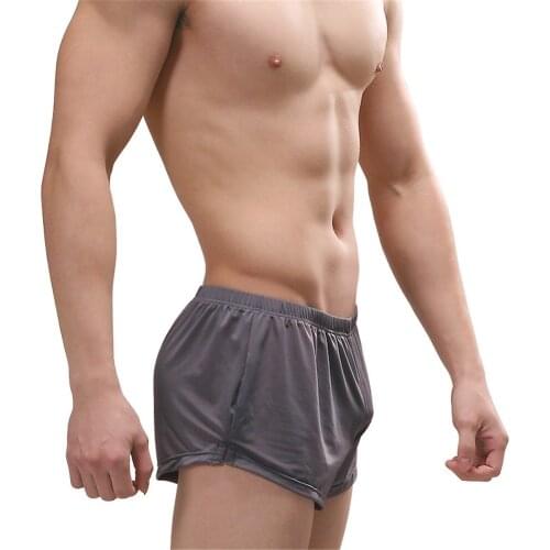 Sexy Men Underwear Boxer Shorts Thin Ice Silk Solid U Convex Pouch Underpants Mens Arrow Pants cueca masculinas Plus Size M-XXL