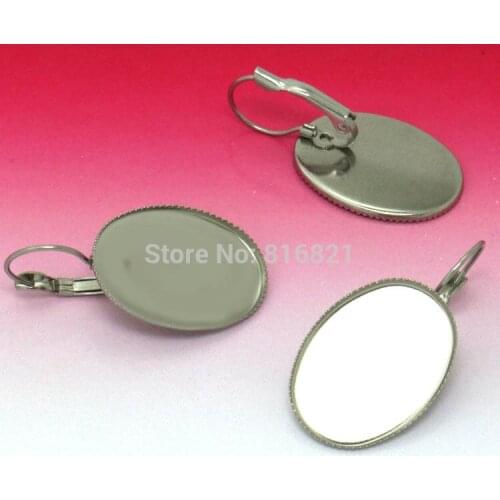 13x18mm 18x25mm Ear Clip Earrings Settings Oval bezel Cabochon bases stainless steel French Wire Hook Earrings DIY Findings