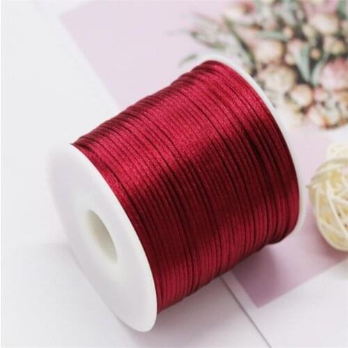1MM Dk Red Nylon Chinese Satin Silk Knot Cord Rattail Thread Necklace Macrame String Jewelry Findings Beading Rope #122