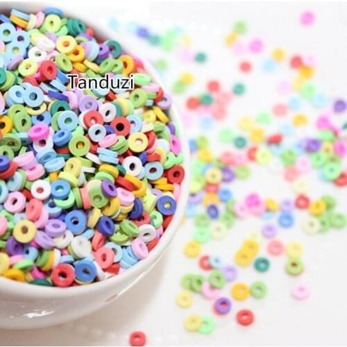 Tanduzi 100g Mix Color Round Polymer Clay Accessories Cute Clay Slices Beads Jewelry DIY