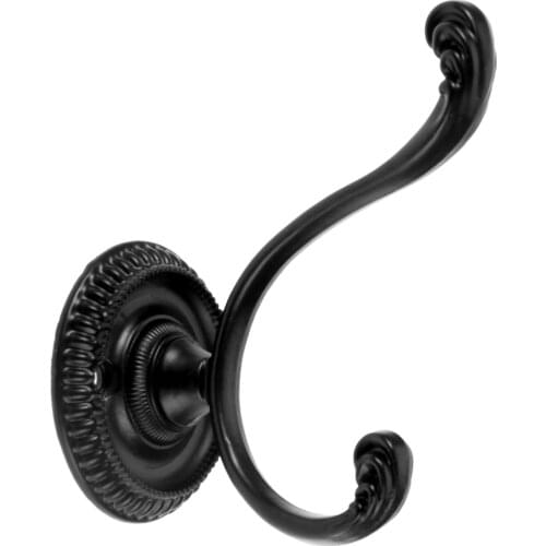 Vintage Black Single Hook 76*63mm Zinc Alloy 2 screws Hanger Towel clothes Hat Bag Key Scarf Bathroom Kitchen Bedroom Wall