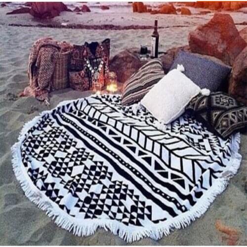High Quality New Summer Large Printed Round Beach Towels Tassel Circle Beach Towel Serviette De Plage