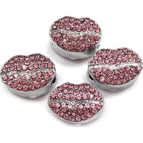 YIQIFLY Free Shipping 2018 Fashion New 20pcs 12x9mm Clip Pink Rhinestone Beads fit European Jewerlry Bracelet and Necklace DIY