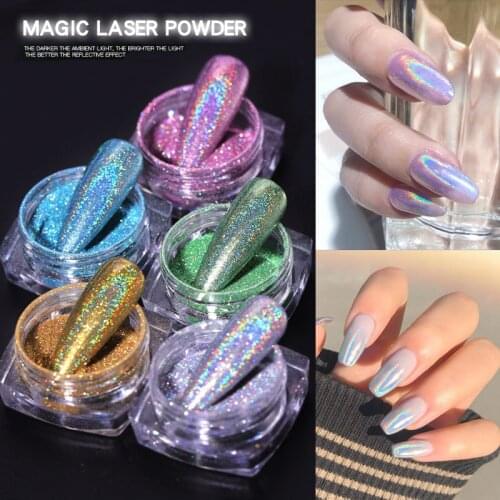 Mirror Effect Nail Decoration Charms Flake Paillette Nail Dust Nail DIY Holographic Powder Nail Glitter