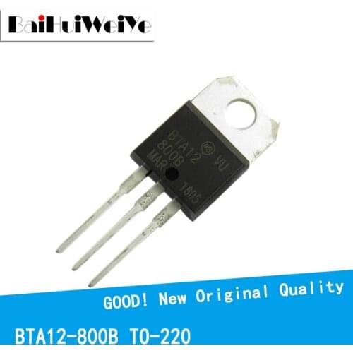10PCS/LOT BTA12-800B BTA12-800 BTA12 BTA12800 12A800V TO-220 New and Original IC Chipset MOSFET MOSFT TO220