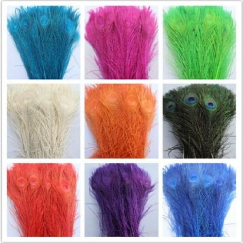100% beautiful 100 pc 10-13inches / 25-32cm high quality peacock feather DIY Art Deco fittings