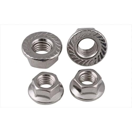 200pcs DIN6923 M3 M4 M5 M6 M8 M10 M12 304 Stainless Steel Hex Flange Nut Pinking Slip Locking Lock Nuts HW015