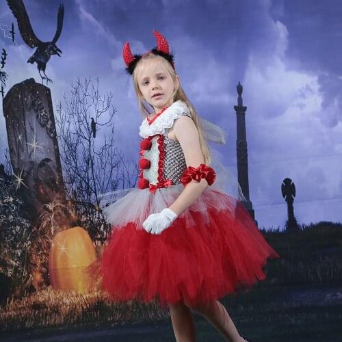2021 Pennywise Tutu Dress for Kids Party Dresses Creepy Clown Girls Halloween Costume with Accessories Teen Girl Dress Up Tutus