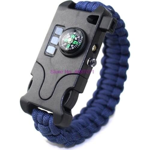 By DHL 50pcs Camping Lighting Umbrella Rope Braided Bracelets Wilderness Survival Travel Emergency Remote SOS Laser Bracelet