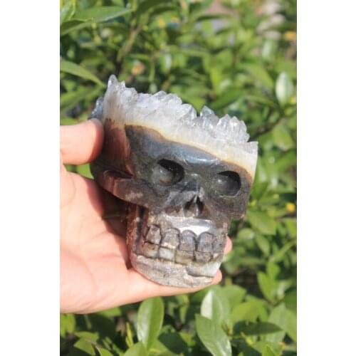 719g Tibets natural clear quartz crystal skull specimen A16