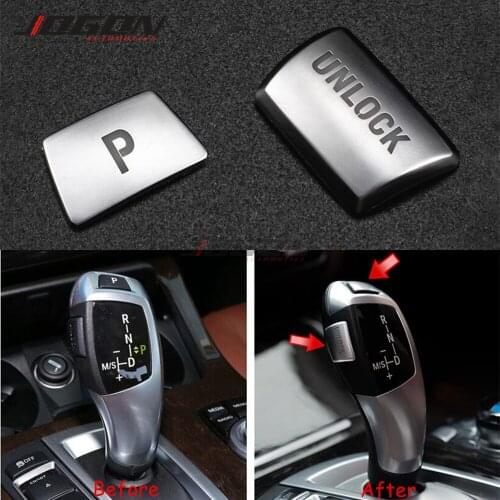 Car Accessories Gear Knob Head "P" And "Unlock" Sticker Cover For BMW 3 5 7 Series X3 X4 X5 X6 F20 F30 F31 F10 F34 F25 F15 F16