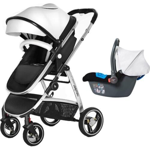 RU big promotion！Baby stroller newborn can sit and lie childrens lightweight folding two-way high landscape summer leather