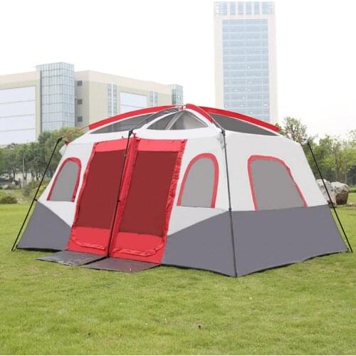 Large space tent Outdoor 8-10 people two-bedroom tent camping equipment super large tent family barbecue automatic double layers