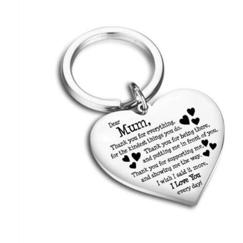 Heart Shaped Engraved Letters keychain love Pendant To best mum Mothers Day gift Thanksgiving gift