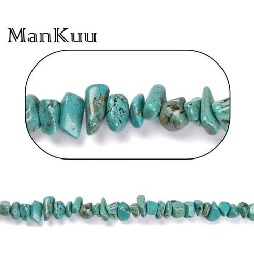 ManKuu 15-18mm AAA+ Natural Green Turquoises Chips Beads Full Strand Genuine Natural Stone Beads For Jewelry Making 40cm/Strand