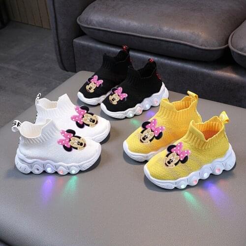 Led Minnie Mickey Girls Shoes Kids Running Zapatillas Infantil Menino Designer Sapato Chaussures Casual Children Sneakers