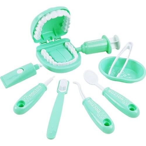 Kid Pretend Play Doctor Toy Simulation Dentist Check Teeth Model Set Role Play Medical Tool Education Toys For Children Girls