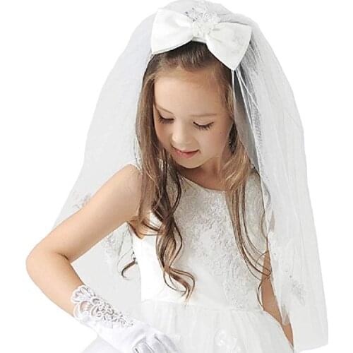 In Stock 2020 Girls First Communion Veils White/Ivory Wedding Flower Girl Veils Hair Accessories Free Shipping