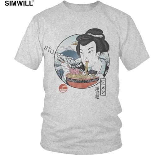 Vintage Japanese Geisha Ramen T Shirt Hip Hop Harajuku A Taste of Japan T-Shirt Short Sleeves Cotton Casual Tops Streetwear Tee