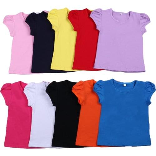 Girls Plain Tee Shirts Summer short Cap sleeve 100% cotton boutique t-shirts kids clothing tops for little girl 2 Years Clothes