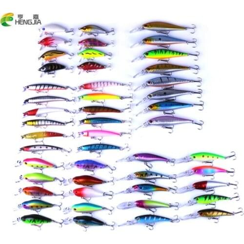 HEGNJIA Minnow 48pcs/lot Fly Fishing Lure Set China Hard Bait Jia Lure Wobbler Carp fishing 5 Models Fishing Tackle wholesale