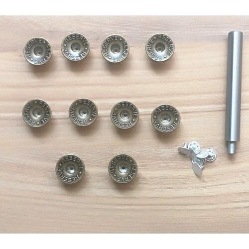 Setting tool With 10pcs Denim Hollow Jeans Buttons 20mm Rotating type brass based with Nail studs