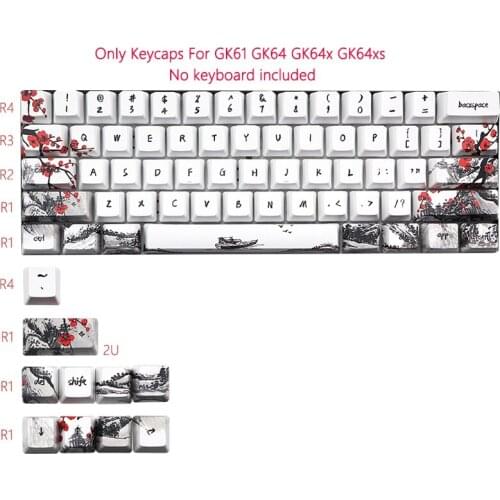 Novelty Allover Dye Subbed Plum Blossom 71 Key Profile Keycap for GH60 RK61 ALT61 Anne PRO2 GK61 GK64 Dz60 Keycaps